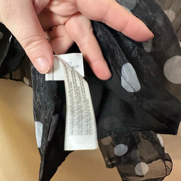 Eloquii Womens Plus Size 26 Blouse Polka Dot Coquette Balloon Sleeve Organza - Picture 4 of 8